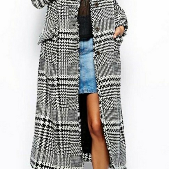 Free People Wool Houndstooth Maxi coat sz 8 NWT - Picture 2 of 7